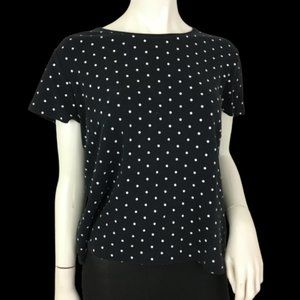 Top Black with White Polka Dots Short Sleeves SKU 000209 Topshop Handbag